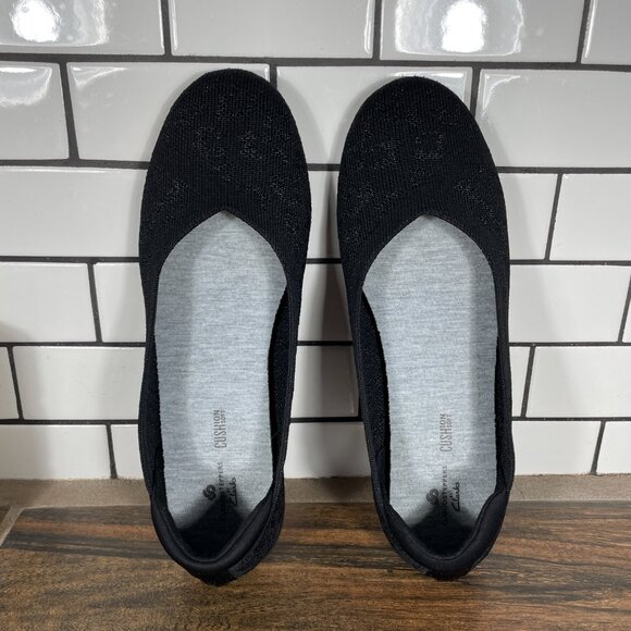 Clarks Carly Wish Womens 7.5 Shoes Black Tiger Print Slip On Cloudsteppers Flats - Picture 6 of 12